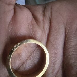Steel Gold Tone Accent Love Ring Band Model 6